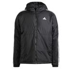 adidas Men's Essentials 3-Stripes Insulated Hooded Jacket, Black, L