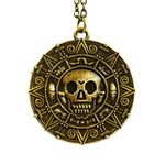 Beaux Bijoux Bronze - Pirates Aztec Coin Medallion Skull Charm Fancy Dress Necklace - Coin Necklace