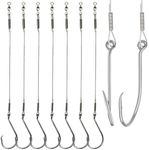 Fishing Hook Rigs 25/50 Pack - Circle Hook 1/0-10/0 with Stainless Steel Leader, Crane Swivel - Heavy Duty Saltwater Rigs for Catfish, Shark, Surf & Bottom Fishing