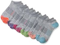 Hanes Women's Lightweight Breathable No Show Socks 6 Pair Pack, Pink/Grey Accent Design, Shoe Size: 5-9