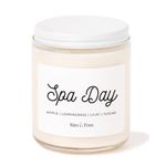 Kim and Pom Spa Day Scented Candle for Stress Relief - 100% Soy Wax, 8 oz in Glass Jar | Mother's Day Gift Ideas for her, Holiday Gift for Women