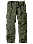 linlon Men's Outdoor Casual Quick Drying Lightweight Hiking Cargo Pants with 8 Pockets, Army Green, 38
