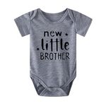 37℃ Infant Toddler Baby Boy Brother Shirt Outfit Big Brother Again Finally Tees Tops New Little Brother Romper Bodysuit (0-3 Months, New Little Brother-Gray)