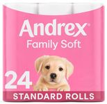 Andrex Family Soft Toilet Tissue 24 Toilet Rolls (Previously Andrex Gentle Clean Toilet Paper), Gentle on your Family’s skin– Bulk Pack of 24 Toilet Rolls, Packaging May Vary