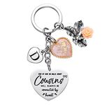 LParkin Friendship Gifts for Best Friend Sisters Cousins Letter Heart Keychain BFF Gift, D-cousins, cousins will always be connected by heart