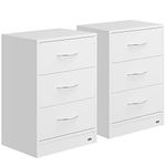 CASARIA® 2x Bedside Table with 3 Drawers | 54x39x28cm MDF Wood | Box Spring Bed Height | Bedroom Living Room Side Table | Nightstand Night Stand | White