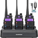 6 Pack Baofeng UV-5R Ham Radio Long Range UV5R Rechargeable Handheld Two Way Radio Dual Band Walkie Talkie for Adults with Six Way Charger and Programming Cable Full Set for Hotel Restaurant