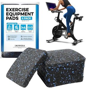 IMPRESA 6 Pack Exercise Equipment Mat 4"x 4"x 0.5" Pads - Treadmill Mat for Carpet Protection - Protective Anti-Slip Treadmill Pad for Hardwood Floors & Carpets - Home Gym Accessories- Protect Floors