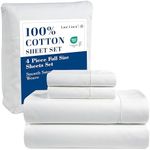 Full Size Bed Sheets Set White - 600 Thread Count, 4 Pc Hotel Quality, 100% Long Staple Combed Cotton, Deep Pocket Sheets for Double Bed