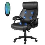 CASART PU Leather Massage Office Chair, 400LBS Big and Tall Ergonomic Computer Chair with 5 Modes Massage Function, Remote Control & Rocking Function, Height Adjustable Executive Chair for Home Office