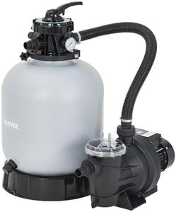 Garvee 19" Sand Filter Pump for Above Ground Pool with Timer, 1.5HP 6075GPH Swimming Pool Pump & Sand Filter System with 7-Way Valve & Strainer Basket, Pool Pumps Above Ground, Grey