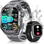 PODOEIL Military Smart Watch for Men, 1.96" AMOLED Screen Smartwatch, IP68 Waterproof Fitness Tracker with Bluetooth Call/Health Monitor/Sleep Monitor, 100+ Sports Modes Sport Watch for Android iOS