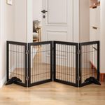 Mino Kesper Gates for Dogs Indoor Dog Gates for The House Doorways Stairs 24-Inch Freestanding Pet Gates for Dog Puppy Fences (4 Panel, Black)