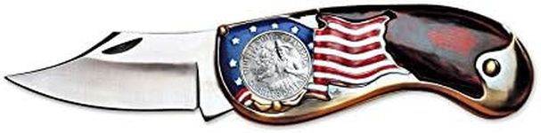 American Coin Treasures American Flag Coin Pocket Knife with Bicentennial Washington Quarter| 3-inch Stainless Steel Blade | Genuine U.S. Coin | Collectible | Certificate of Authenticity