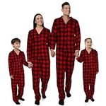 Liitrsh Family Christmas Pajamas Set with Matching Socks Buffalo Plaid Xmas Pajamas Jammies Sets for Family Holiday (13,Black Red,Youths)