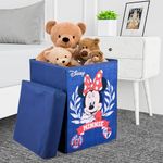 Kuber Industries Minnie Toy Storage Box | Laundry Basket for Toys | Folding Laundry Basket | Clothes Hamper with Lid & Handles | Storage Basket for Bathroom | 60 LTR | Navy Blue