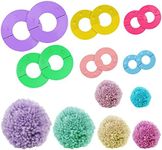 Curtzy Machine a Pompon en Plastique (Lot de 6) - 6 Tailles (2,5/3,5/4,5/5,5/7 et 9 cm) - Kit Pompons Loisirs Creatifs pour Laine et Fil