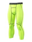 ARSUXEO Men's 3/4 Running Compression Tights Capri Pants K75 Green Size Large