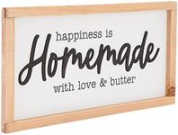 Farmlyn Creek Wooden Happiness is Homemade Sign for Farmhouse Style and Rustic Kitchen Wall Decor (16 x 8 In)