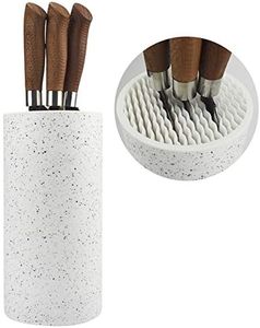 Universal Freedom Knife Storage Stand, Multi-Functional Knife Block Holder, PP Resin Round Knife Holder, Unique Design Slot to Protect Blades Detachable for Easy Cleaning (White Snowflake Dots)