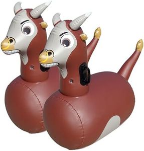 Hearthsong Hop N Go Inflatable Bull Riding Bouncy Hopping Toys for Kids Ages 5+ - Ride On Bouncer Animal Hopper Jumping Toys for Outdoor Games (2 Pack)