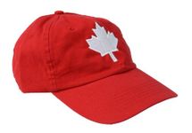 Ann Arbor T-shirt Co. Canada Maple Leaf Hat Canadian Pride Embroidered Adult Twill Red Baseball Cap, Adjustable, one Size fits Most