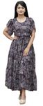 DHARESWAR ENTERPRISE Women's Georgette Maxi Dress Digital Floral Printed One Piece Western Long Gown Dresses for Women (Medium, Brown)