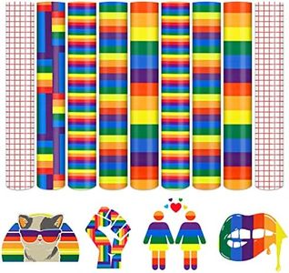 Tintnut LGBT Permanent Vinyl - 7 Sheets 12"x10", Rainbow Permanent Adhesive Vinyl Sheets, Gay Pride Pattern Self Sticker Water proofing Sheets for DIY