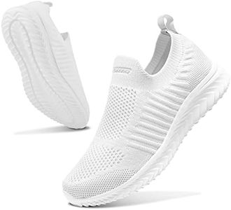 Basket Femme Respirantes Slip on pour Sneakers Femmes Chaussure de Running Fitness Légères Sneakers,Blanc,40 EU