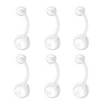 BodyJewelryOnline Belly Button Ring Value Pack of 6 Flexi Clear Retainer Navel Ring 14G. Hypoallergenic.