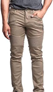 G-Style USA Men's Coated Biker Jeans Jeans - DL1030 - Khaki - 36/30 - DNM