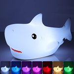 Cute Shark Night Light Kids Room,7 Color Changing LED Portable Touch Lamp for Bedroom, USB Chargeable Silicone Animal Nightlight for Baby Children Nursery Toddler Girl Kawaii Birthday Gift Decor