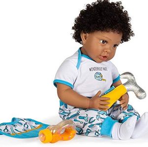 Paradise Galleries Black Reborn Toddler Doll, 20 inch African American Baby Boy, Wonderfully Made in GentleTouch Vinyl & Weighted Body, 7-Piece Gift Set