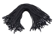 Tupalizy Black Cotton Gift Clothing Price Tag String Hanging Rope Bullet Snap Lock Pin Loop Fastener Hook Ties for Luggage Label Attachment,7.5 Inch, 100PCS