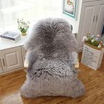 Altlue Real Genuine Sheepskin Rugs Natural Fur Rug Full Sheepskin Rug Authentic Sheepskin Throw Sheepskin Seat Covers for Chairs Sheepskin Seat Pad Cushion Grey (70X100cm)