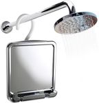 MIRRORVANA Fogless Shower Mirror for Shaving with Razor Holder and Dual Anti Fog Design - Hook for Hanging - Shatterproof 8" x 7" Surface (Chrome)