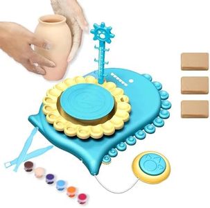 Coo11 Pottery Wheel for Kids, Dinosaur Pottery Studio, Pottery Station for Beginner, Pottery Wheel Kit with Foot Pedal, Electric Ceramic Machine Tool Set, DIY Arts and Crafts Toys for Kids Blue