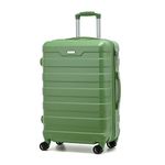 RMW Suitcase Large Medium Cabin Size | Hard Shell | Lightweight | 4 Dual Spinner Wheels | Trolley Luggage Suitcase | Hold Check in Luggage | TSA Combination Lock (Army Green, Large 28")