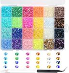 24000Pcs Nail Art Rhinestones, BetterJonny 24 Colors 3mm Round Nail Flatback Rainbow Gems Set with Tweezers and Pencil AB Glitter Flat-Bottomed Rhinestone for Crafts Decoration and Jewelry Making