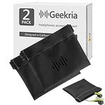 Geekria 2 Pack Soft Elastic Earbuds Pouch Case/Headphone Carrying Bag/Universal Headphone Protection Pouch/Pocket Earphone Case/Coin Purse Change Holder/Portable Travel Bag (Black)