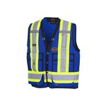 Pioneer Hi Vis Surveyor's Safety Vest - Engineer Style - Breathable Mesh & Reflective Tape - 7 Pockets - Royal Blue