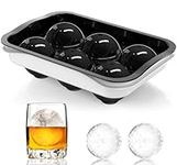 ICEXXP Whiskey Ice Ball Maker, [Fill Without Funnel & Easy Release] 2.2'' Round Large Ice Cube Trays with Cover, Reusable Sphere Silicone Ice Tray with Lids for Bourbon, Brandy, Gift for Whisky Lover