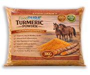 FoodPURA 3KG Turmeric Powder for Horses & Ponies – Pure Natural Equine Feed Supplement – Min. 6% Curcumin – Supports Joints, Skin & Digestion – Human Food Grade Indian Turmeric