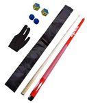 Ash Wood Snooker and Pool Cue Stick Desginer,2-Chalks, 2-Tips, 1-Half Cover, 1-Glove