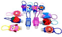 Oytra Rubber 12 Assorted Empty Sanitizer Bottle Holder Bag Keychain Set For Return Gifts Kids Designs As Per Availability