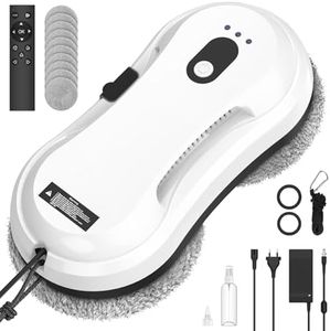 Robot Window Cleaner, 5600Pa Super Suction, Remote Control, Intelligent Edge Monitoring, Automatic Spraying System, 4M Safety Rope, Suitable for All Smooth Surfaces (Window cleaning machine A)