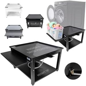 Washer and Dryer Pedestal with Pullout-Shelf - 28" W, 18" H, Black Steel Universal Fit with Major Brands | Laundry Pedestal with Drain Pan & Hose | Washer Stand for Back Pain Relief, 800 lbs Capacity