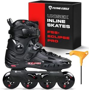Flying Eagle F5S+ Eclipse Pro Adult Inline Skates - Outdoor Urban Inline Roller Skates Adults, Freeskates, Outdoor Skate Roller Adult, Slalom Skate, Skating Shoes - Black, Men's Size: 6 US / 38 EU
