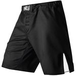 LAFROI Mens MMA Cross Training Boxing Shorts Trunks Fight Wear with Drawstring and Pocket-QJK01 Black Size LG