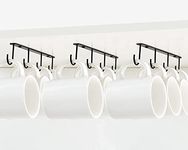 CRAFTIES ART Under Cabinet Metal Mug Hanger Set for Kitchen | Metal Mug Hooks/Coffee Cup Holder Display Rack Organizer (Pack of 3)